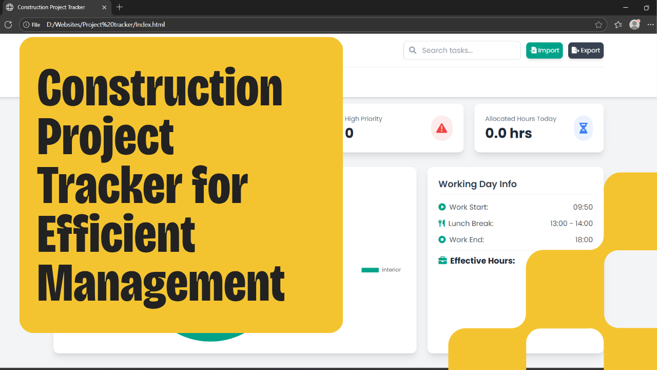 Construction Project Tracker Dashboard UI Mockup